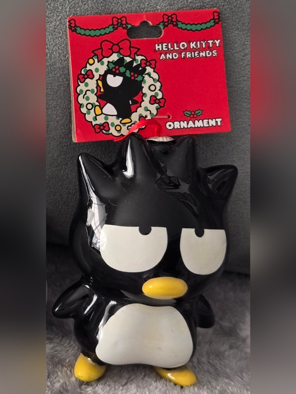 Sanrio Badtz-Maru Black and White Figure Ornament with Yellow Beak